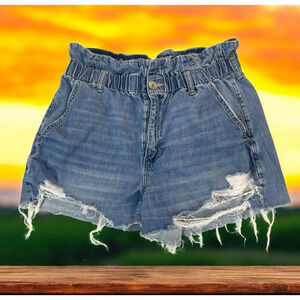American Eagle Mom Shorts Size 10 Ruffled Waist Line Distressed Fray 90s Y2K